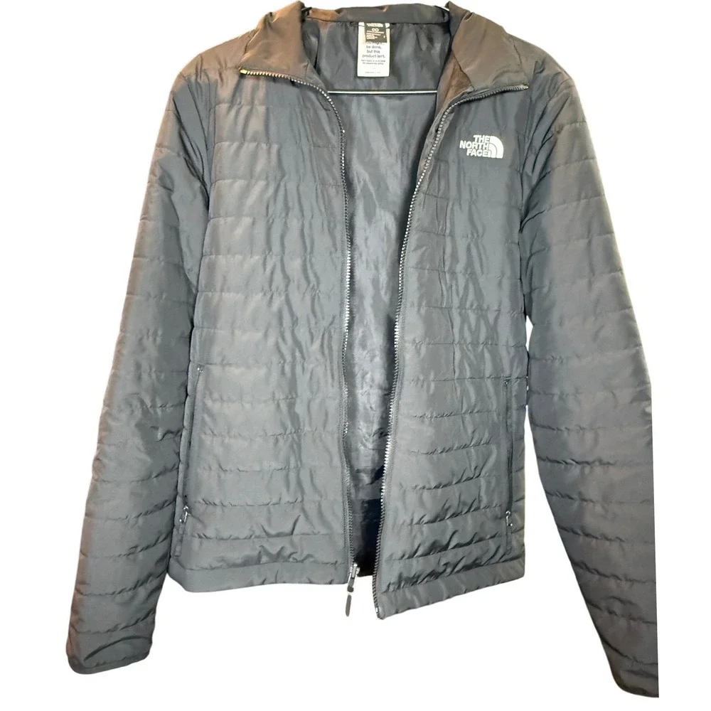 The North Face Mens Circular Design Puffer Jacket Black Full Zip Insulated Small